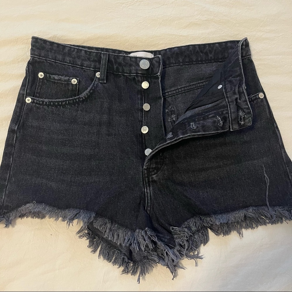 Zara button fly black high waisted shorts